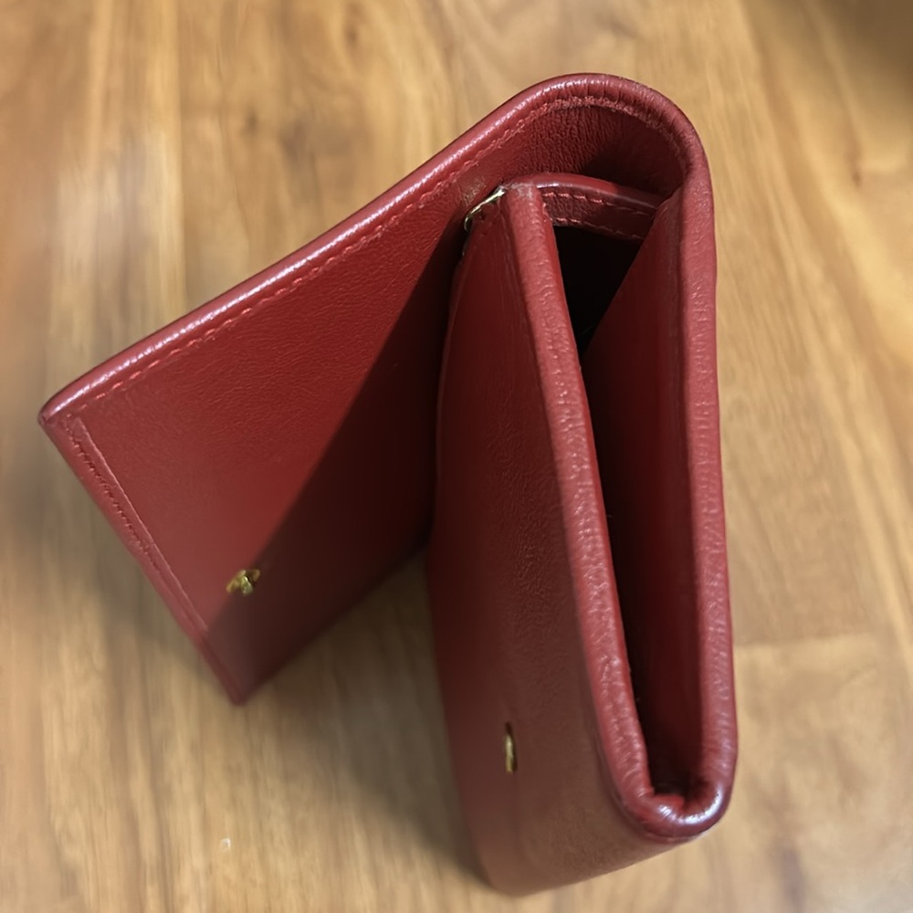 Authentic YSL Red / Burgundy Leather Flap Wallet - Picture 12 of 16